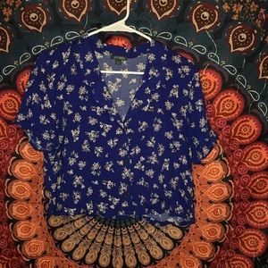 L cute crop top button down shirt